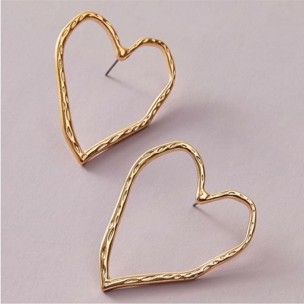 NWOT Zania 14K Gold Plated Heart Earrings - Picture 2 of 3